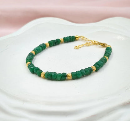 Emerald Corundum Bracelet 18K Gold Filled