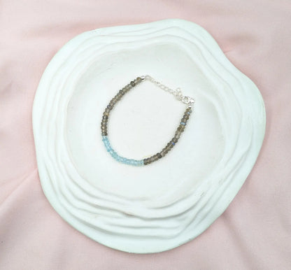 Labradorite & Blue Aquamarine Bracelet