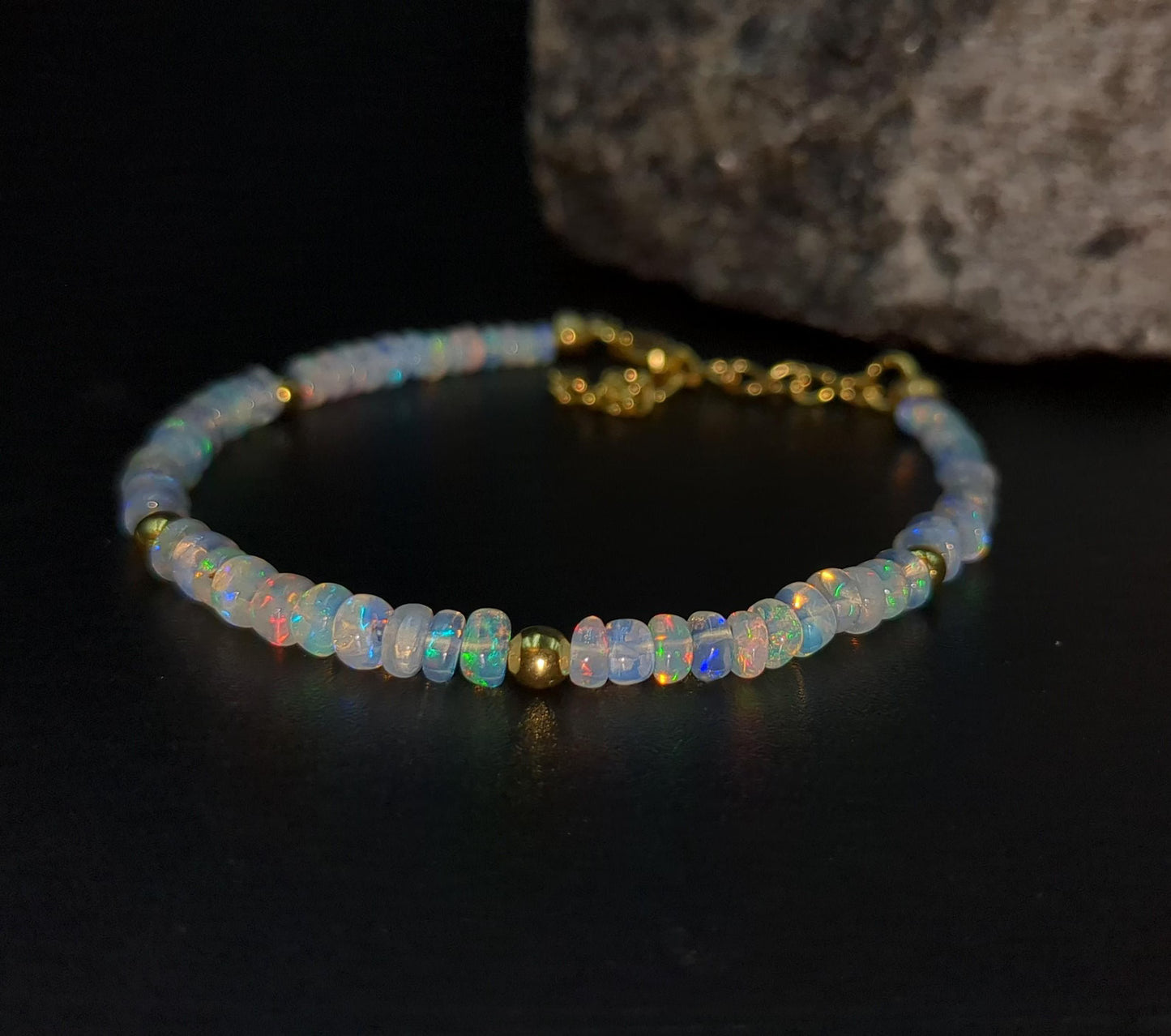 Ethiopian Opal Bracelet 18K Gold Filled Bracelet