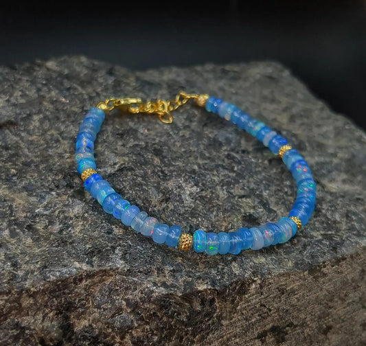Lavender Ethiopian Opal Bracelet 18K Gold Filled Fire Opal Gemstone Jewelry