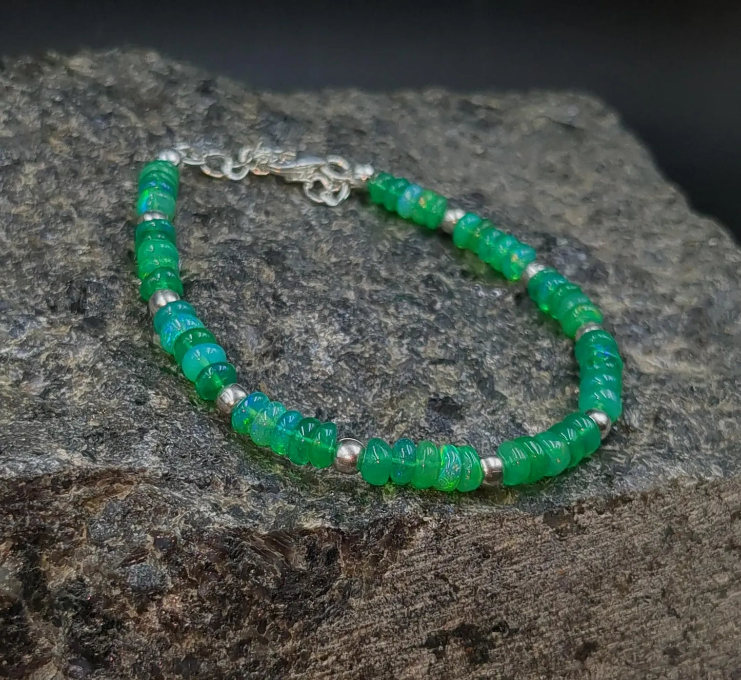 Green Opal Bracelet Ethiopian Opal Bead Jewelry