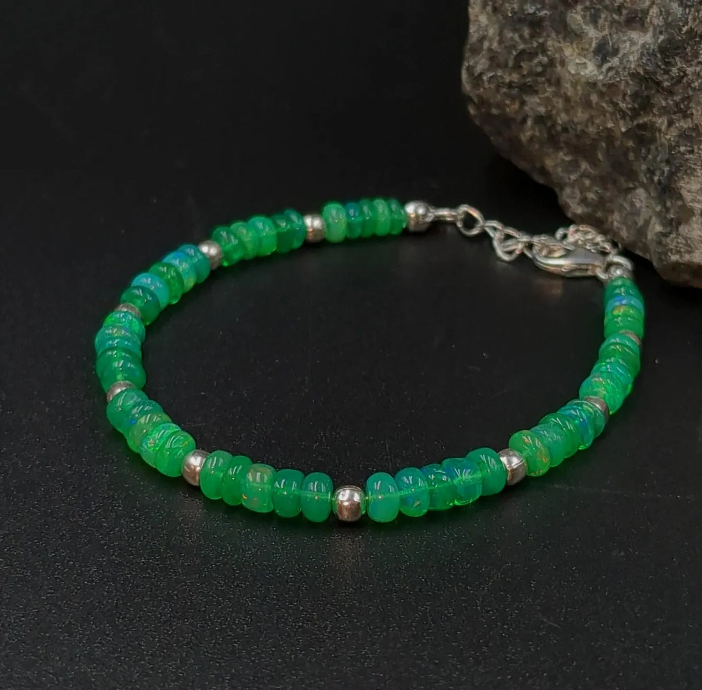 Green Opal Bracelet Ethiopian Opal Bead Jewelry