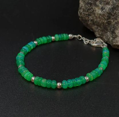 Green Opal Bracelet Ethiopian Opal Bead Jewelry