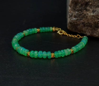 Green Ethiopian Opal Bracelet 18K Gold Filled Welo Opal Beads