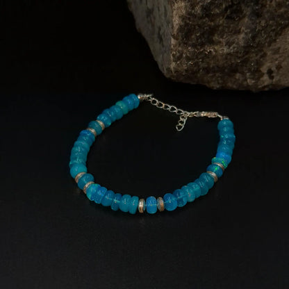 Paraiba Blue Ethiopian Opal Bracelet 925 Sterling Silver Bracelet