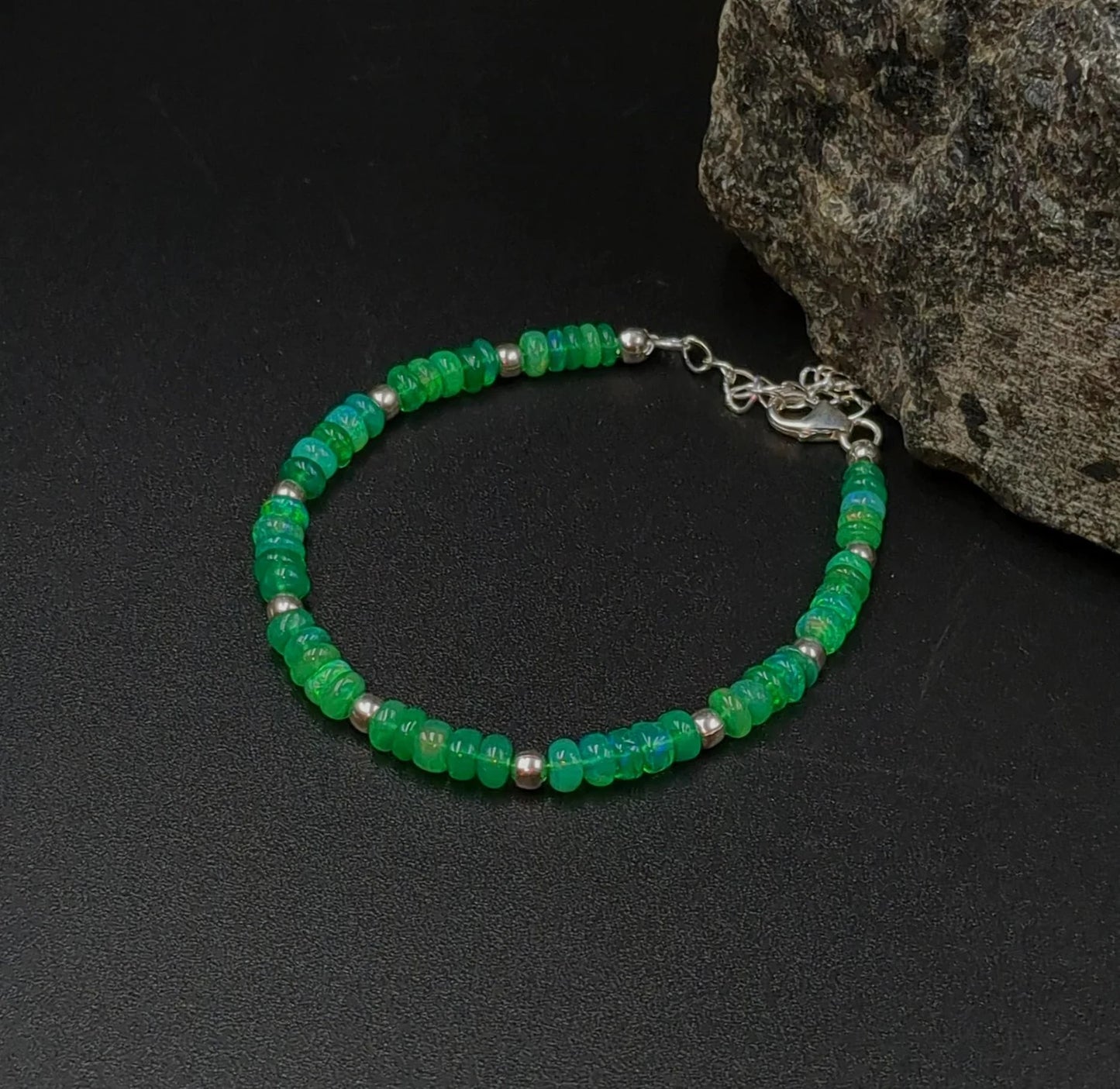 Green Opal Bracelet Ethiopian Opal Bead Jewelry