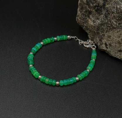 Green Opal Bracelet Ethiopian Opal Bead Jewelry