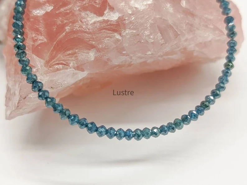 Blue Diamond Faceted Rondelle 1.8 - 2.4 mm Natural Blue Diamond Bead 16 Inches Strands