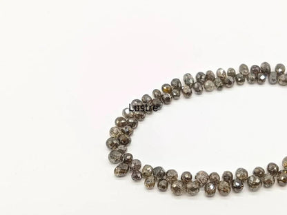 Natural Champagne Briolette Diamond 2.5 - 3.8 mm Brown Tear Drop Diamond Beads