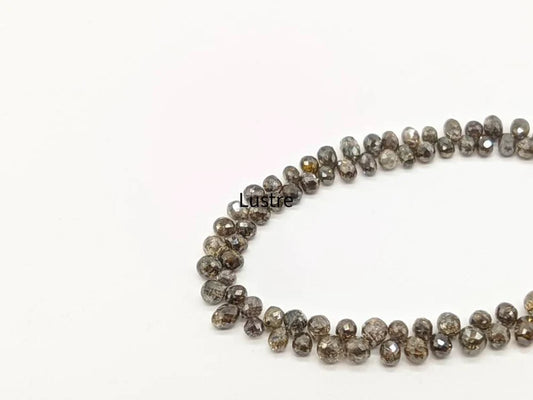 Natural Champagne Briolette Diamond 2.5 - 3.8 mm Brown Tear Drop Diamond Beads