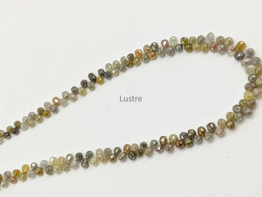 Multi Color Diamond Briolette Beads 2.5 - 3.8 mm tear drop Diamond Bead Strands