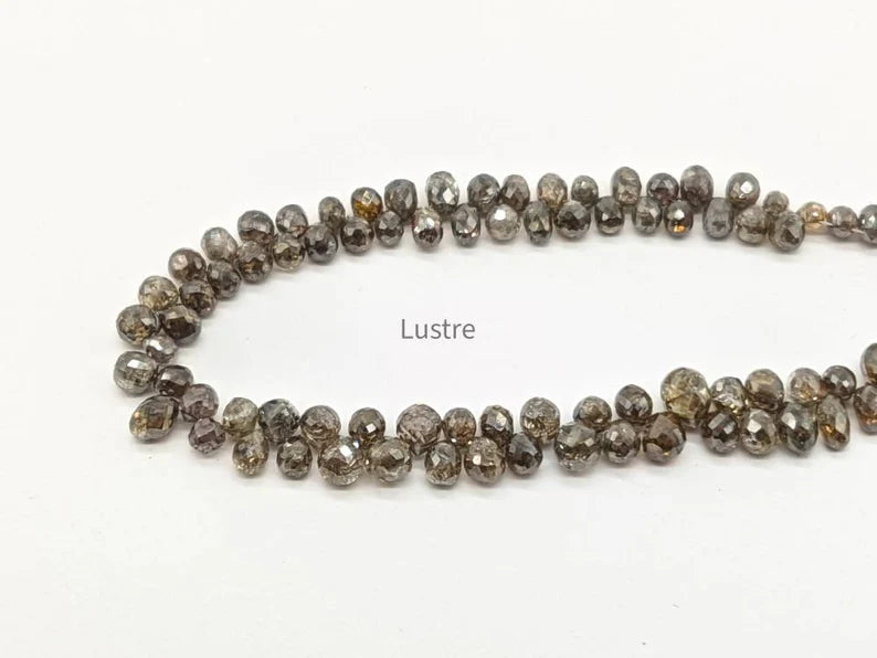 Natural Champagne Briolette Diamond 2.5 - 3.8 mm Brown Tear Drop Diamond Beads