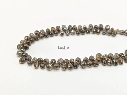 Natural Champagne Briolette Diamond 2.5 - 3.8 mm Brown Tear Drop Diamond Beads
