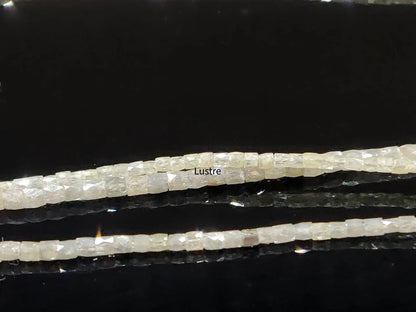 White Diamond Faceted Tube 1.5 - 2.5 mm Natural Cushion Diamond Bead 16 Inches Strands