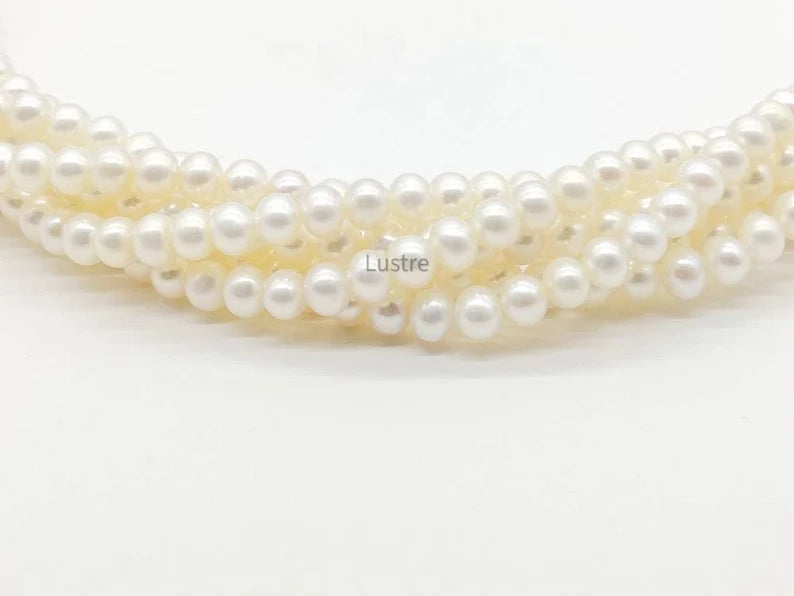 Fresh water Pearl Smooth Round Beads 4 mm Natural Plain Pearl Strands