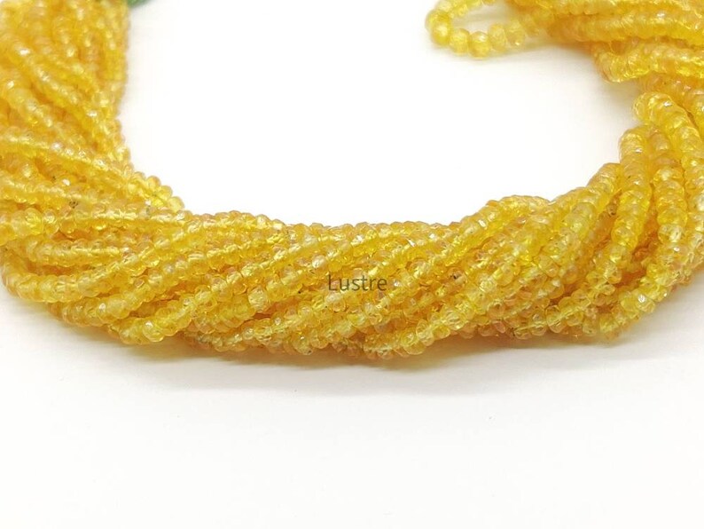 Yellow Sapphire Faceted Rondelle 2.5 - 3.5 mm Precious Natural Sonyea Beads For Jewelry Making