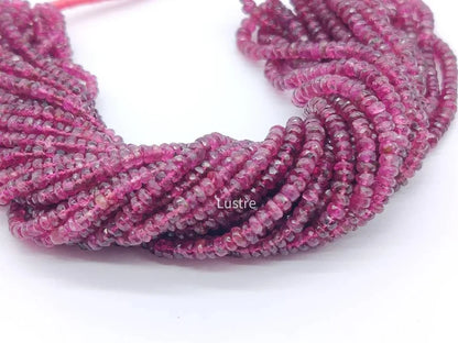 Natural Rubellite Tourmaline Faceted 2.5 - 3 mm Rondelle Bead Pink Tourmaline Jewelry Making