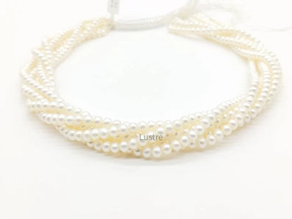 Fresh water Pearl Smooth Round Beads 4 mm Natural White Pearl Plain Strands For Jewelry Making