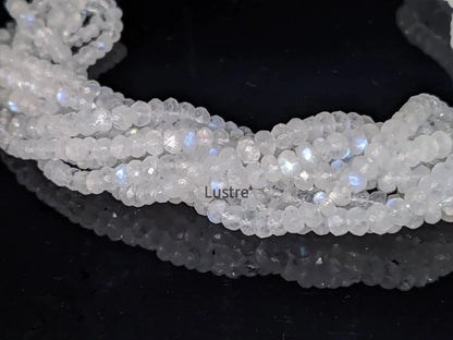 Moonstone Faceted Rondelle Beads  5 mm Natural Blue Flashy 15 inch Strands