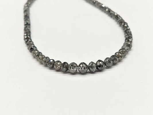 Dark Gray Round Diamond Bead 2.5 - 3.5 mm Natural Dark Grey Faceted Diamond Beads
