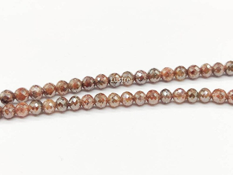 Natural Red Diamond Bead 4.5 mm Round Champagne Diamond Beads Strands For Jewelry Making