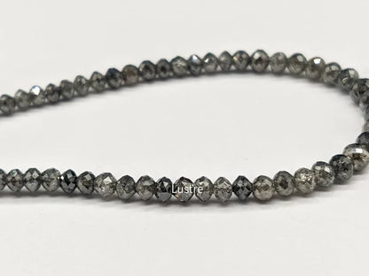 Dark Gray Round Diamond Bead 2.5 - 3.5 mm Natural Dark Grey Faceted Diamond Beads