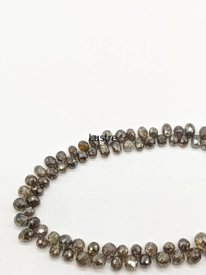 Natural Champagne Briolette Diamond 2.5 - 3.8 mm Brown Tear Drop Diamond Beads