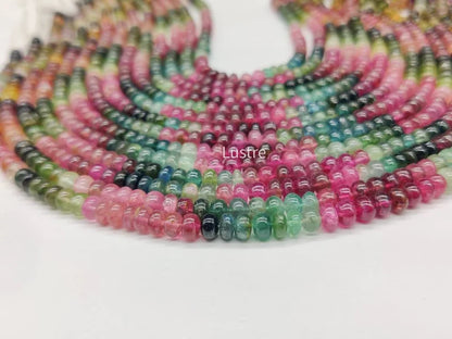 Natural Multi Tourmaline Gemstone Beads 5 - 5.5 mm Smooth Rondelle Beads Strands