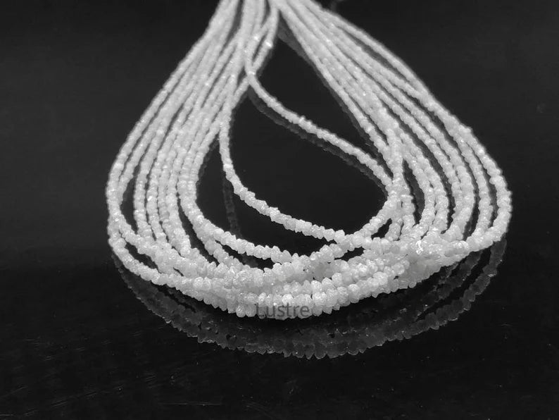 Snow White Diamond Bead 100% Natural White Raw Rough Uncut Diamond Beads