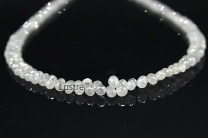 White Briolette Diamond Beads 2.4 - 4mm Natural Faceted Teardrop White Diamond Bead