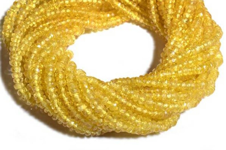 Yellow Sapphire Faceted Rondelle 2.5 - 3.5 mm Precious Natural Sonyea Beads For Jewelry Making