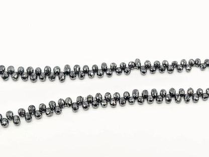 Black Diamond Briolette 3 - 3.8 mm Natural Sparkling Black Teardrop Strands
