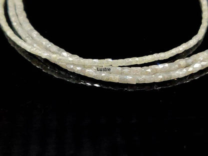 White Diamond Faceted Tube 1.5 - 2.5 mm Natural Cushion Diamond Bead 16 Inches Strands