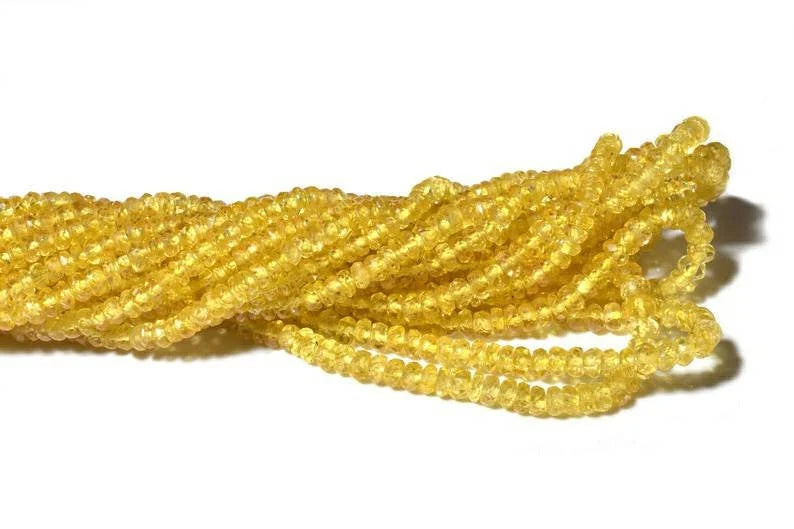 Yellow Sapphire Faceted Rondelle 2.5 - 3.5 mm Precious Natural Sonyea Beads For Jewelry Making