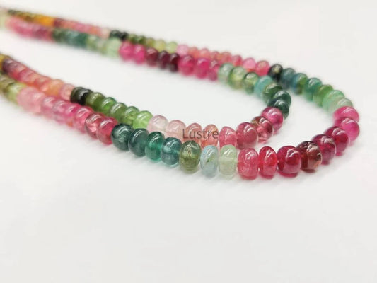 Natural Multi Tourmaline Gemstone Beads 5 - 5.5 mm Smooth Rondelle Beads Strands