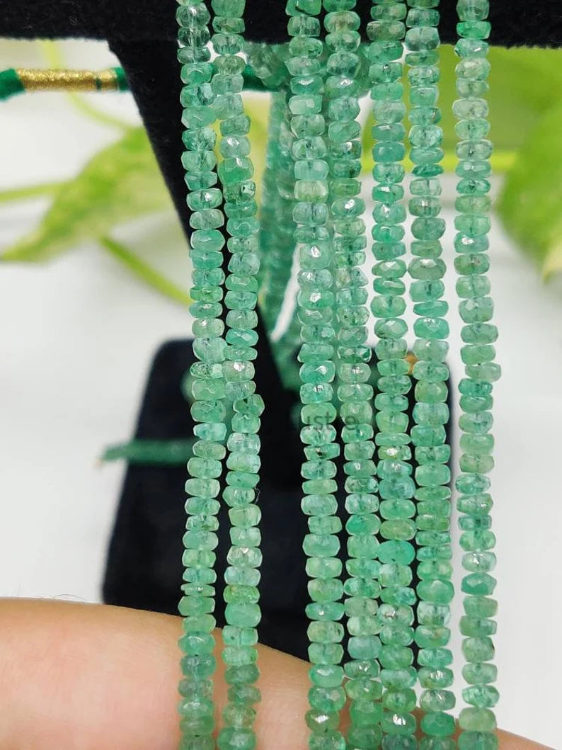 Natural Zambian Emerald Beads Faceted Strand Jewelry