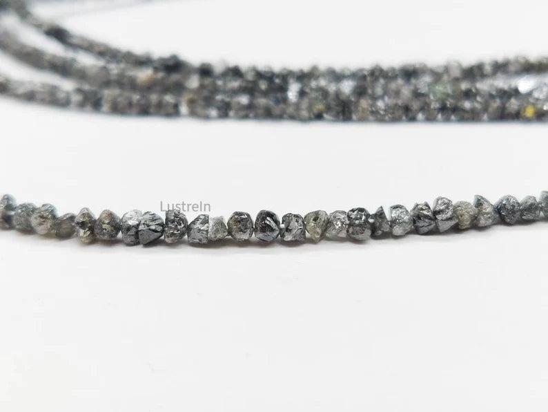 Dark Grey RAW Diamond Beads Strand 2-4 mm AAA+ Quality BESTSELLER Fancy Natural Gray Uncut Rough Diamond Jewelry Beads