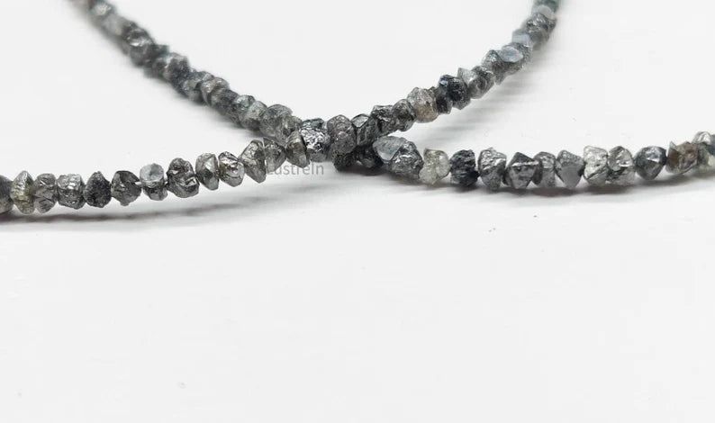 Dark Grey RAW Diamond Beads Strand 2-4 mm AAA+ Quality BESTSELLER Fancy Natural Gray Uncut Rough Diamond Jewelry Beads