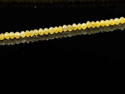 Yellow Diamond Beads Faceted  1.8 - 2.4 mm Rondelle Diamond Bead Strands For Jewelry Making