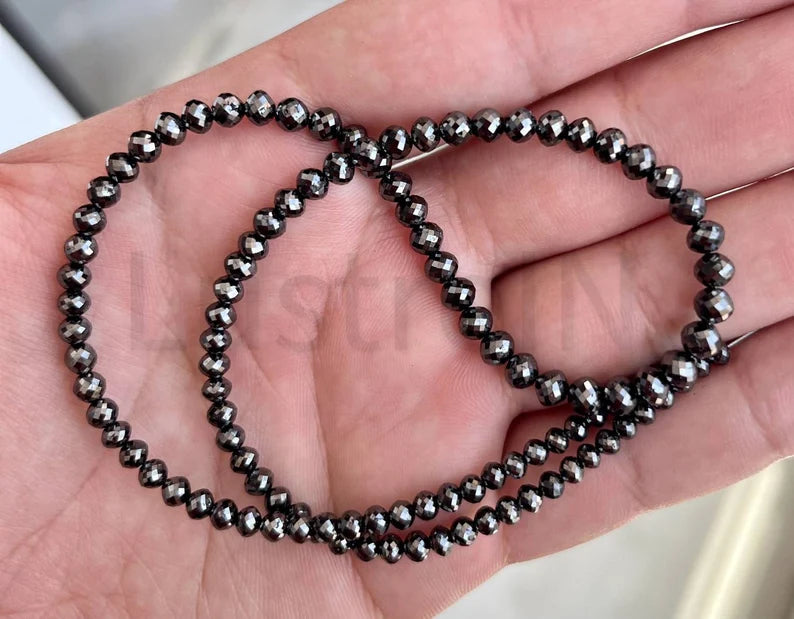 Black Diamond 4 - 4.5 mm Natural Diamond Bead Black Diamond faceted round Balls