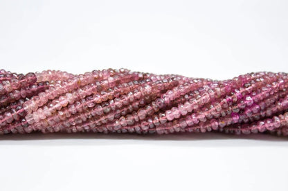 Pink Tourmaline Rondelle 3.5 - 4 mm Bead Natural Shaded Rubellite Strands For Jewelry Making