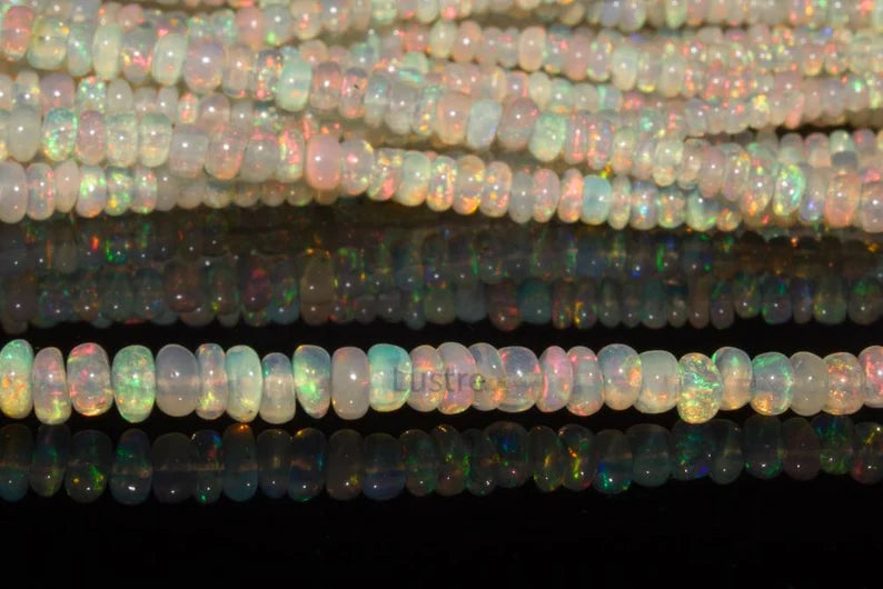 Ethiopian Opal Smooth Rondelle Bead Ethiopia Opal Bead Welo Fire Opal Bead