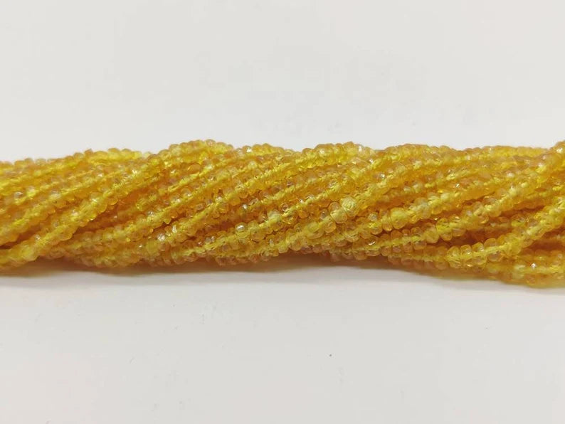 Yellow Sapphire Faceted Rondelle Beads 2.5 - 3.5 mm Yellow Sapphire Beads