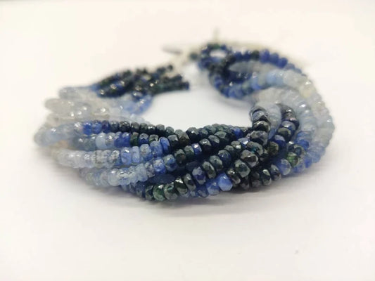 Blue Sapphires Ombre Sapphire Faceted 4 - 5 mm Rondelle Shaded Beads For Jewelry Making