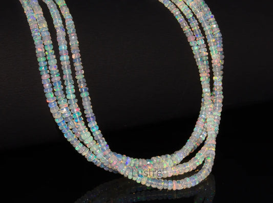 Excellent Flashy Ethiopian Opal Faceted Rondelle Bead 100% Natural Fire Opal Bead Ethiopia Opal Bead