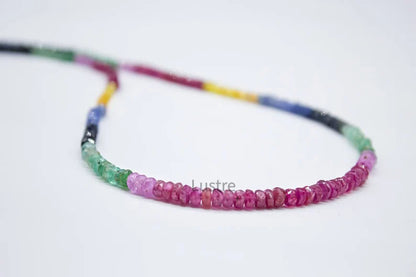 Multi Precious Faceted Rondelle 3 - 4 mm Rainbow Sapphire Beads Handmade Jewelry Making