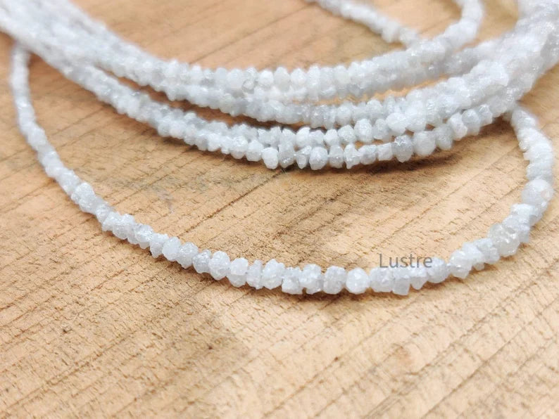 Snow White Diamond Bead 100% Natural White Raw Rough Uncut Diamond Beads