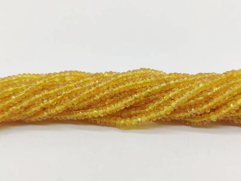 Yellow Sapphire Faceted Rondelle Beads 2.5 - 3.5 mm Yellow Sapphire Beads