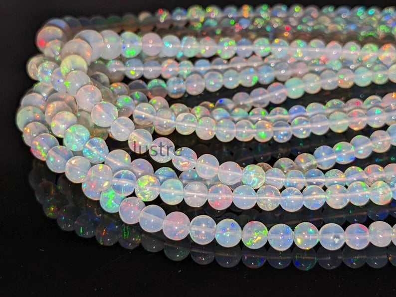 100% Natural Ethiopian Opal Beads Smooth Round 4.5 - 6.5 mm Welo Fire Opal Beads