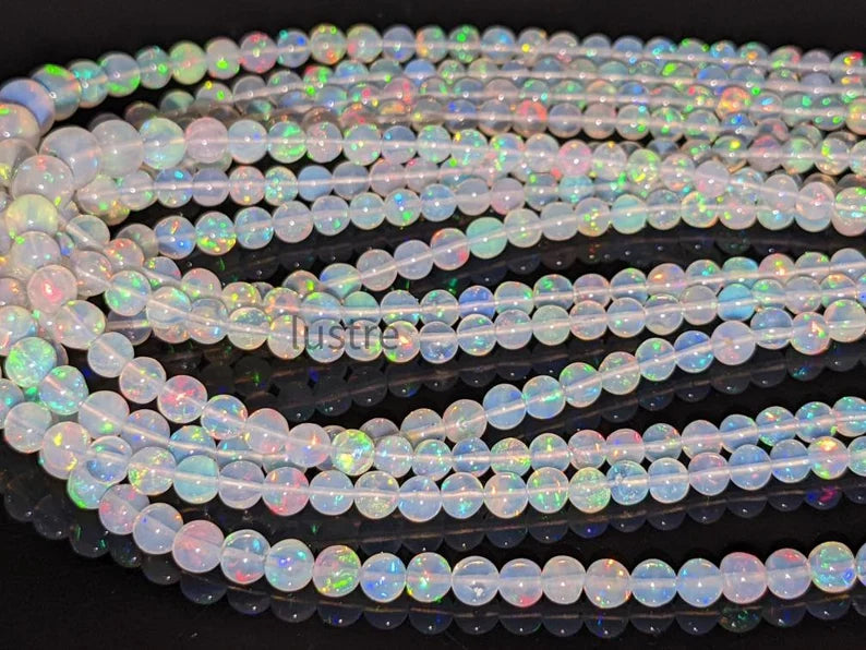 100% Natural Ethiopian Opal Beads Smooth Round 4.5 - 6.5 mm Welo Fire Opal Beads